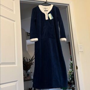 NWT Alexander Del Rossa Cozy Navy Blue Long Sleeve Fleece Nightgown in S/M